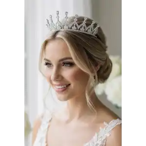 Zirkon Taşlı Gelin/Kına/Nişan/Söz Tasarım Taç