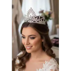 Zirkon Taşlı Gelin/Kına/Nişan/Söz Tasarım Taç