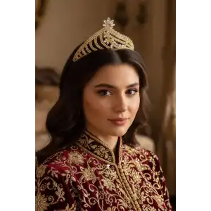 Zirkon Taşlı Gelin/Kına/Nişan/Söz Tasarım Taç