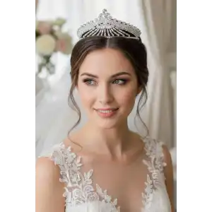 Zirkon Taşlı Gelin/Kına/Nişan/Söz Tasarım Taç