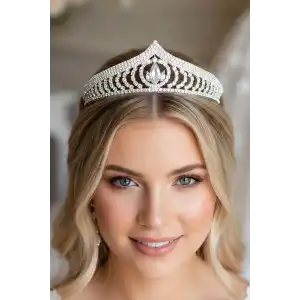 Zirkon Taşlı Gelin/Kına/Nişan/Söz Tasarım Taç