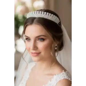 Zirkon Taşlı Gelin/Kına/Nişan/Söz Tasarım Taç