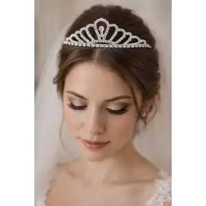 Zirkon Taşlı Gelin/Kına/Nişan/Söz Tasarım Taç