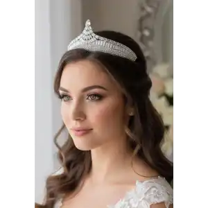 Zirkon Taşlı Gelin/Kına/Nişan/Söz Tasarım Taç