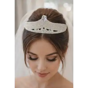 Zirkon Taşlı Gelin/Kına/Nişan/Söz Tasarım Taç