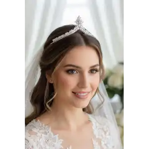 Zirkon Taşlı Gelin/Kına/Nişan/Söz Tasarım Taç