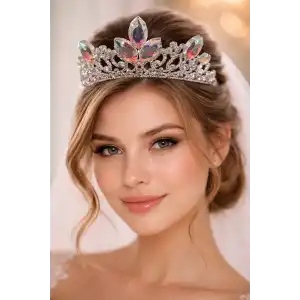 Zirkon Taşlı Gelin/Kına/Nişan/Söz Tasarım Taç