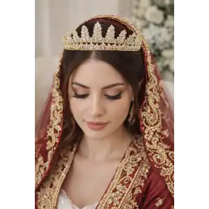 Zirkon Taşlı Gelin/Kına/Nişan/Söz Tasarım Taç