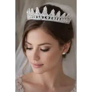 Zirkon Taşlı Gelin/Kına/Nişan/Söz Tasarım Taç