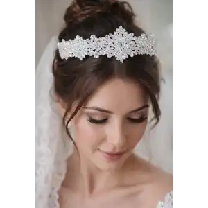 Zirkon Taşlı Gelin/Kına/Nişan/Söz Tasarım Taç