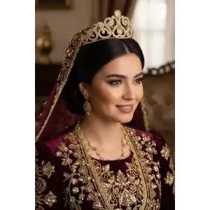 Zirkon Taşlı Gelin/Kına/Nişan/Söz Tasarım Taç