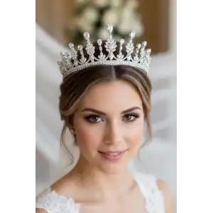 Zirkon Taşlı Gelin/Kına/Nişan/Söz Tasarım Taç