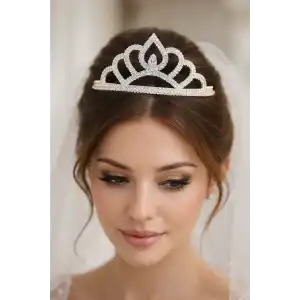 Zirkon Taşlı Gelin/Kına/Nişan/Söz Tasarım Taç