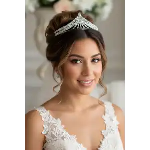 Zirkon Taşlı Gelin/Kına/Nişan/Söz Tasarım Taç