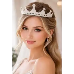 Zirkon Taşlı Gelin/Kına/Nişan/Söz Tasarım Taç