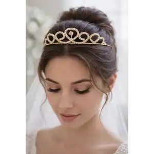 Zirkon Taşlı Gelin/Kına/Nişan/Söz Tasarım Taç