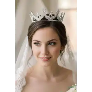 Zirkon Taşlı Gelin/Kına/Nişan/Söz Tasarım Taç