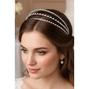 Zirkon Taşlı Gelin/Kına/Nişan/Söz Tasarım Taç