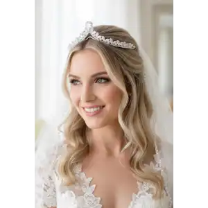 Zirkon Taşlı Gelin/Kına/Nişan/Söz Tasarım Taç