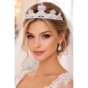 Zirkon Taşlı Gelin/Kına/Nişan/Söz Tasarım Taç