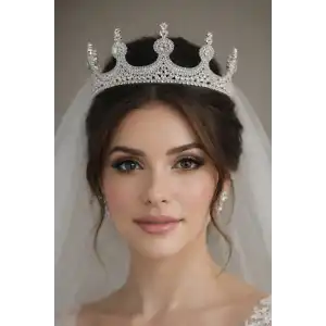 Zirkon Taşlı Gelin/Kına/Nişan/Söz Tasarım Taç