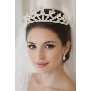 Zirkon Taşlı Gelin/Kına/Nişan/Söz Tasarım Taç