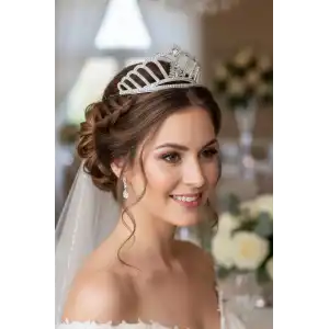 Zirkon Taşlı Gelin/Kına/Nişan/Söz Tasarım Taç