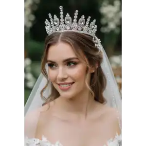 Zirkon Taşlı Gelin/Kına/Nişan/Söz Tasarım Taç