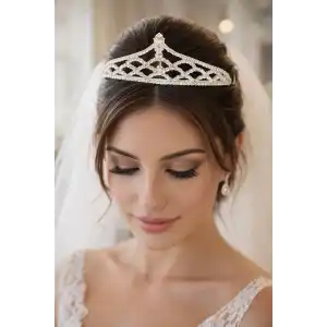 Zirkon Taşlı Gelin/Kına/Nişan/Söz Tasarım Taç