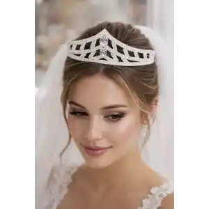 Zirkon Taşlı Gelin/Kına/Nişan/Söz Tasarım Taç