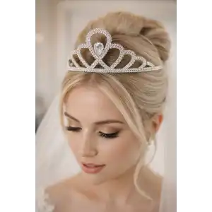 Zirkon Taşlı Gelin/Kına/Nişan/Söz Tasarım Taç