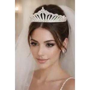 Zirkon Taşlı Gelin/Kına/Nişan/Söz Tasarım Taç