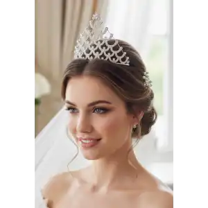 Zirkon Taşlı Gelin/Kına/Nişan/Söz Tasarım Taç