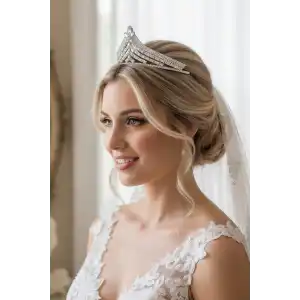 Zirkon Taşlı Gelin/Kına/Nişan/Söz Tasarım Taç