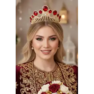 Zirkon Taşlı Gelin/Kına/Nişan/Söz Tasarım Taç