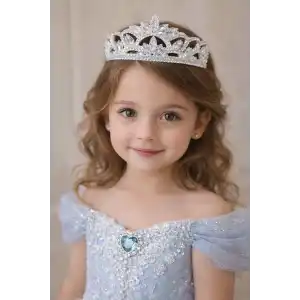 Zirkon Taşlı Tasarım Çocuk Taç