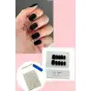 10lu Siyah Renk Kadife Takma Tırnak Set (Yapıştırıcılı)