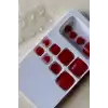 12li Kırmızı Renk Kalp Figürlü Ayak Takma Tırnak