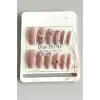 12li Pembe Renk Taş Detaylı Takma Tırnak Set (Yapıştırıcılı)