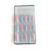 24lü Pembe Ve Mavi Renk Takma Tırnak Set (Yapıştırıcılı)