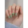 24lü Yeşil Ve Pudra Renk Takma Tırnak (Yapıştırıcılı)