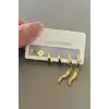 6lı Altın Renk Karışık Figürlü Çelik Küpe Set