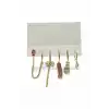 6lı Altın Renk Taş Detaylı Küpe Set