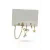 6lı Altın Renk Taş Detaylı Küpe Set