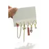 6lı Altın Renk Taş Detaylı Küpe Set