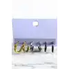 6lı Karışık Renk Halka Küpe Set