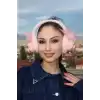 Açık Pembe Renk Canavar Figürlü Peluş Kulaklık