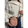 Açık Pembe Renk Kalp Detaylı Deri Kadın Çanta