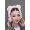 Açık Pembe Renk Tavşan Figürlü Peluş Çocuk Kulaklık