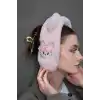 Açık Pembe Renk Tavşan Figürlü Peluş Çocuk Kulaklık